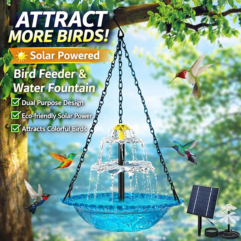 Solar Cascade Hanging BirdBath Fountain